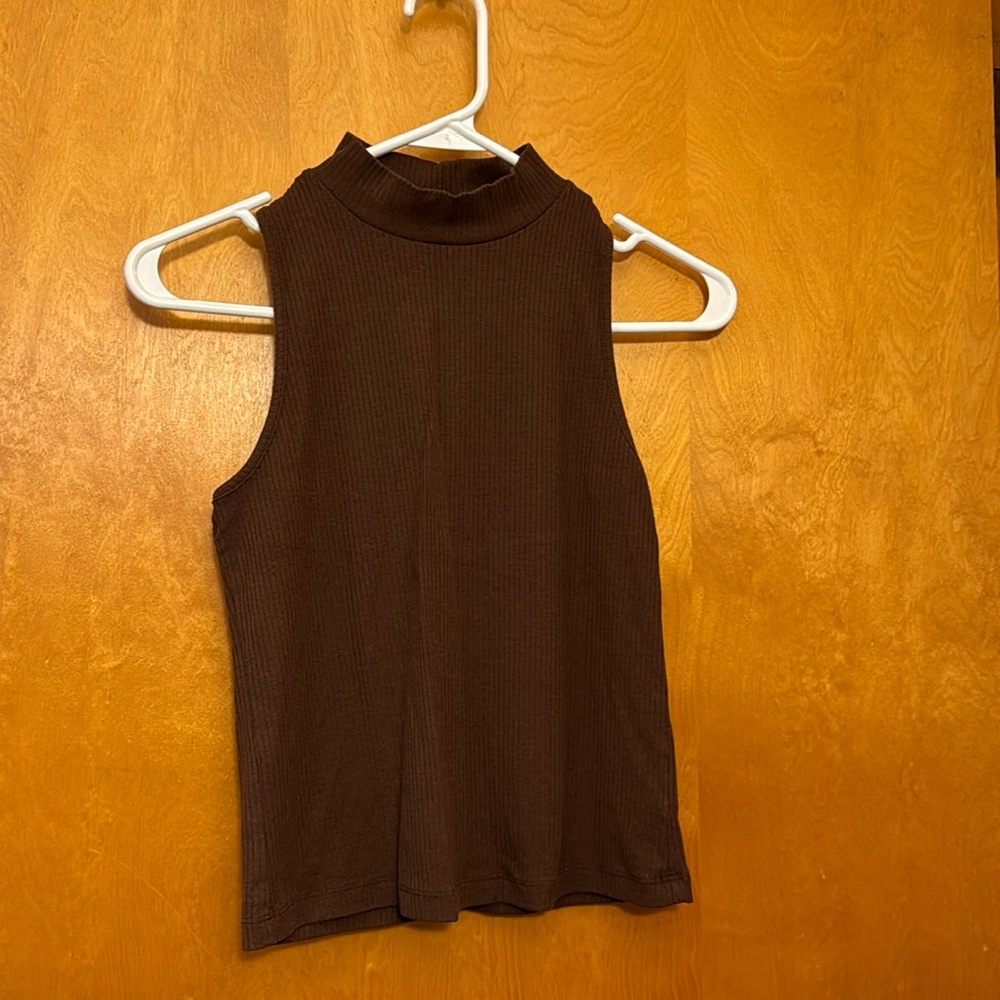 Brown high neck tank top